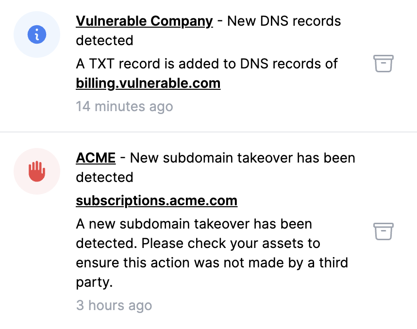 Instant notifications screenshot